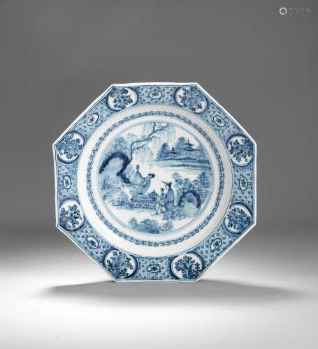 An important early Meissen octagonal dish, circa 1721