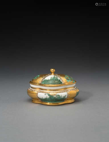 A rare Meissen gold-ground sugar bowl and cover, circa 1747