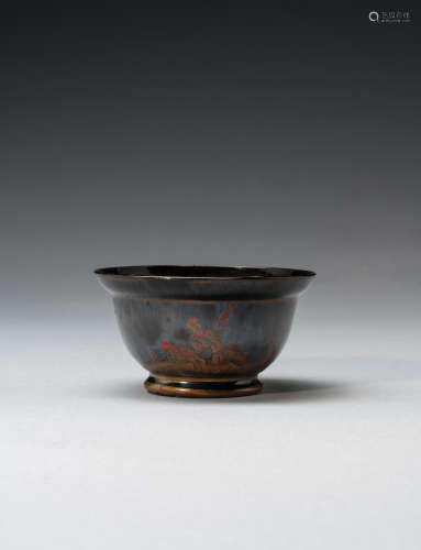 A very rare Meissen Böttger stoneware black-lacquered bowl, circa 1710-19