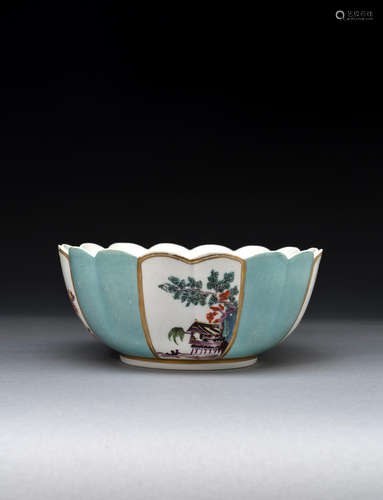 A Meissen turquoise-ground lobed bowl, circa 1735