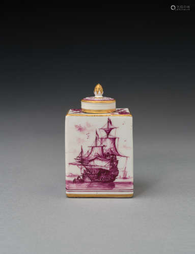 A Meissen rectangular tea canister and cover, circa 1740