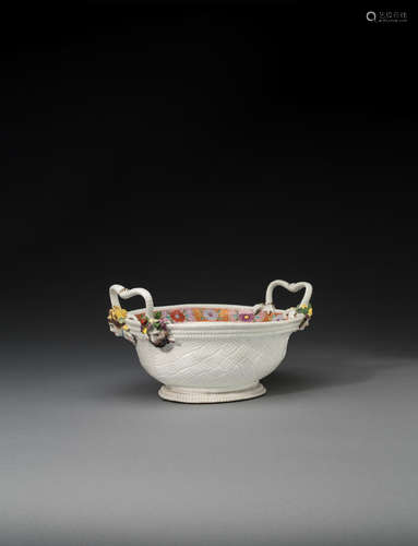 A Meissen oval basket, circa 1735