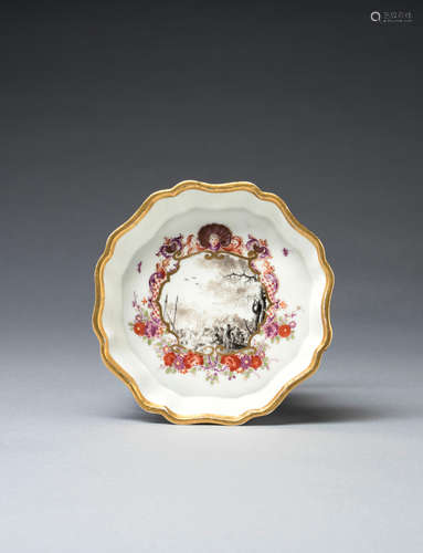 A Meissen lobed teapot stand, circa 1735-40