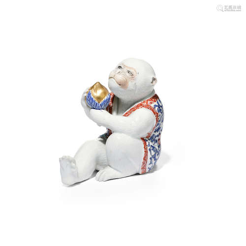 Porcelain model of a monkey Meiji era (1868-1912), late 19th century