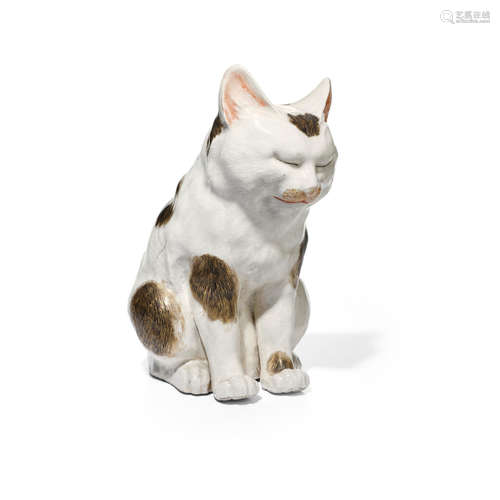 A porcelain model of a cat Taisho (1912-1926) or Showa (1926-1989) era, early 20th century