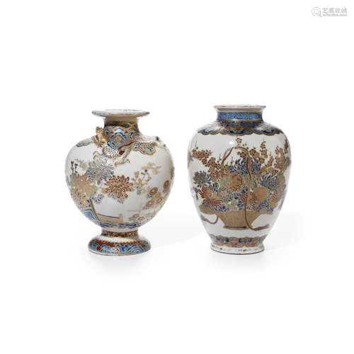 Kizan (active circa 1900) Two small Satsuma vases Meiji era (1868-1912)