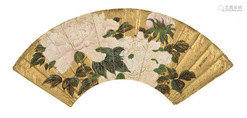 Three rinpa-style painted fans Edo period (1615-1868), 19th century