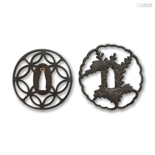 An Akasaka tsuba and a Higo Nishigaki tsuba The first by Kobayashi Eiju, Edo period (1615-1868), 18th century