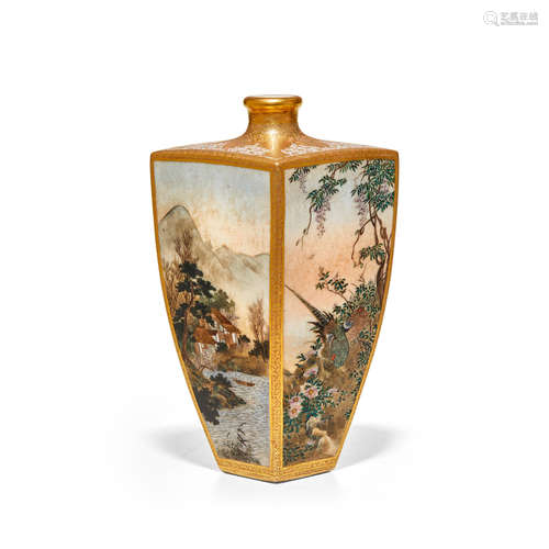 Kinkozan Workshop (circa 1900) A small faceted Satsuma vase Meiji era (1868-1912), circa 1900