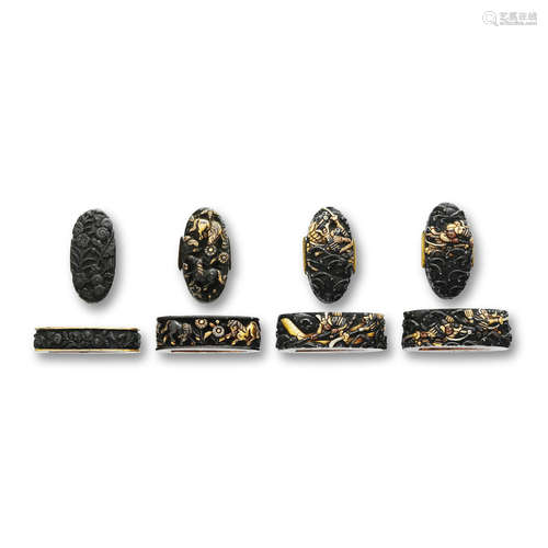 A Soten-school daisho fuchi-gashira set and two pairs of Mino-school fuchi-gashira Edo period (1615-1868), 18th/19th century