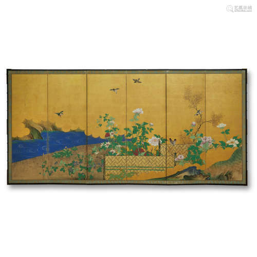 After Kano Tsunenobu (19th century) Birds and seasonal flowers Edo period (1615-1868), 19th century