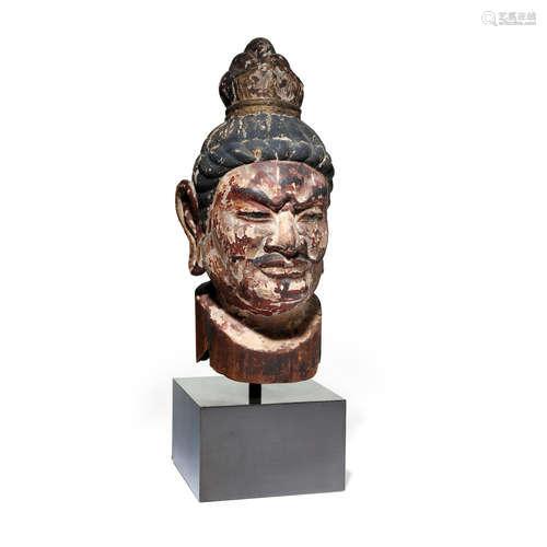 A wood head of Bishamonten Muromachi period (1333-1573), 15th/16th century