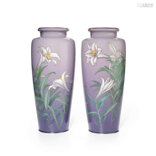 Ando Jubei (1876-1953) A pair of cloisonné-enamel vases Meiji (1868-1912) or Taisho era (1912-1926), circa 1912