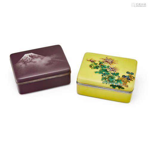 Two cloisonné-enamel boxes The first attributed to the Ando workshop, Taisho (1912-1926) or Showa (1926-1989) era, 20th century