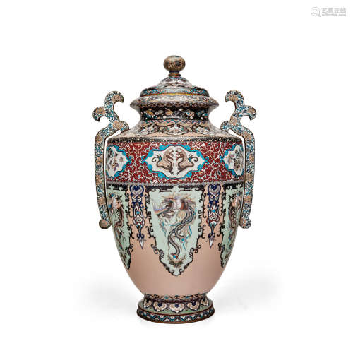 A large cloisonné-enamel vase and cover Meiji era (1868-1912), late 19th century