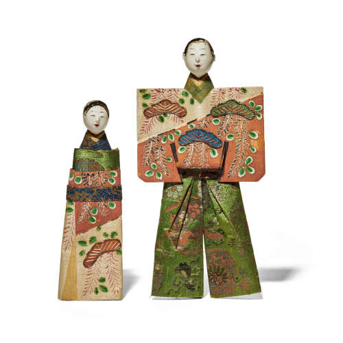 A pair of tachibina hina-matsuri ningyo (Standing Hina dolls) Edo period (1615-1868), 19th century