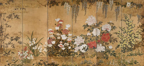 School of Sotatsu Flowers of the Four Seasons Edo period (1615-1868), 17th century