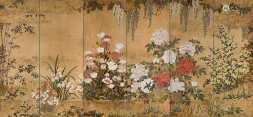 School of Sotatsu Flowers of the Four Seasons Edo period (1615-1868), 17th century