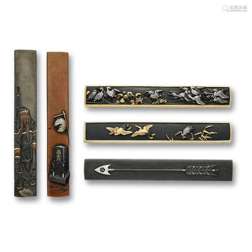 A group of five various kozuka Edo period (1615-1868), 19th century