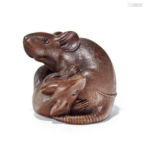 Gyokumin of Nagoya (active 19th century) A boxwood okimono of rats Edo period (1615-1868), 19th century