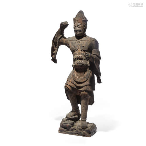 A large wood figure of Tamonten (Kubera) Heian period (794-1185), 10th century