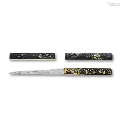 Three shakudo kozuka The first by Takayuki, Edo period (1615-1868), 17th/18th century