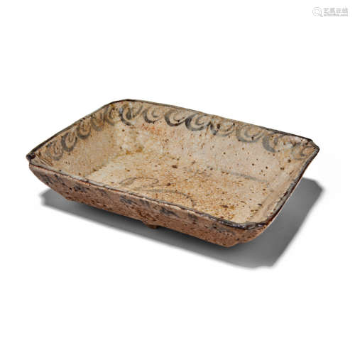 A stoneware mukozuke (food dish for the tea ceremony) Mino ware, E-Shino type, Momoyama (1573-1615) or Edo (1615-1868) period, early 17th century