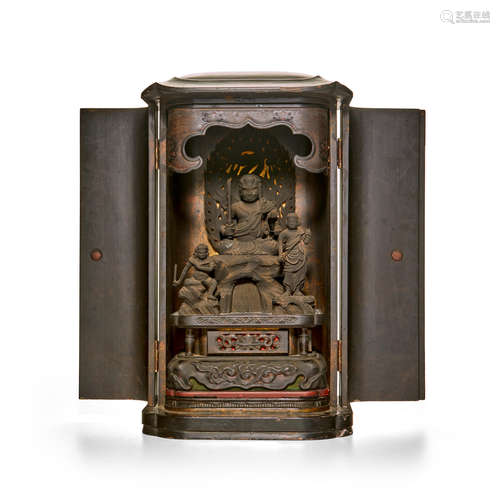 A zushi (portable shrine) with Fudo Myo-o (Acala) Edo period (1615-1868), 18th/19th century