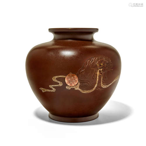 An inlaid bronze vase Meiji era (1868-1912), late 19th century