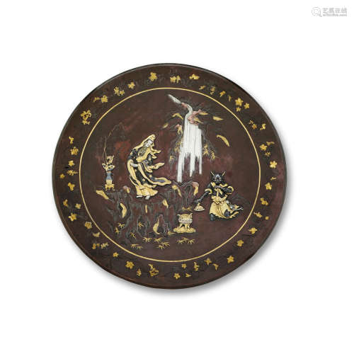 An inlaid bronze charger Meiji era (1868-1912), late 19th century