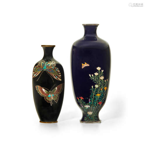 Two small cloisonné-enamel vases The first by Inaba Shichiho, Meiji (1868-1912) or Taisho (1912-1926) era, early 20th century