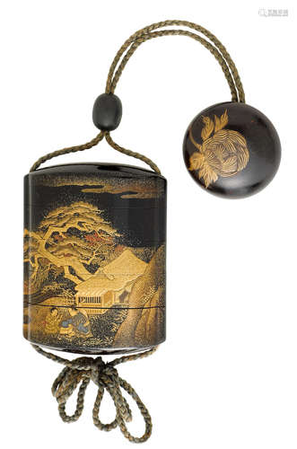 Kajikawa lineage (19th century) A four-case lacquer inro Edo period (1615-1868), 19th century