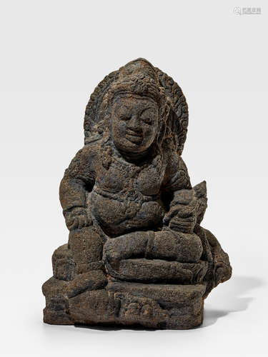 AN ANDESITE FIGURE OF KUBERA INDONESIA, CENTRAL JAVA, 10TH CENTURY