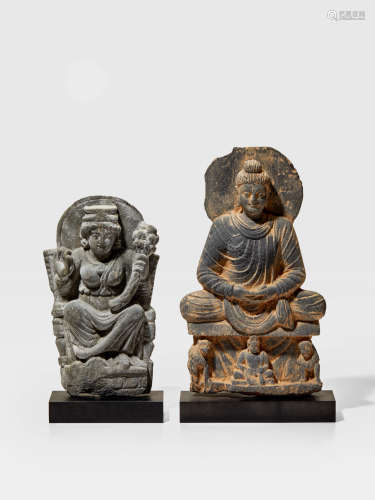 TWO SCHIST VOTIVE IMAGES OF BUDDHA AND ARDOCHSHO ANCIENT REGION OF GANDHARA, 3RD/4TH CENTURY