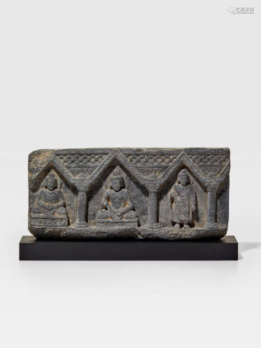 A SCHIST PANEL WITH THE BUDDHA AND MAITREYA ANCIENT REGION OF GANDHARA, 2ND/3RD CENTURY