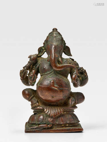 A COPPER ALLOY FIGURE OF GANESHA TAMIL NADU, NAYAK PERIOD, 17TH/18TH CENTURY