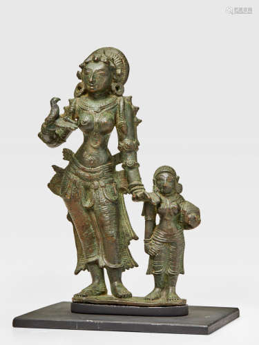A COPPER ALLOY FIGURE OF ANDAL TAMIL NADU, CHOLA PERIOD, 12TH CENTURY