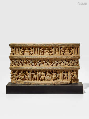 A SCHIST PANEL WITH SCENES OF SIDDHARTHA'S YOUTH ANCIENT REGION OF GANDHARA, 2ND/3RD CENTURY