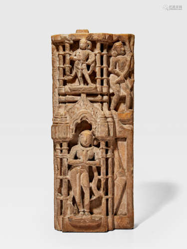 A MARBLE JAIN BORDER RELIEF WESTERN INDIA, CIRCA 12TH CENTURY