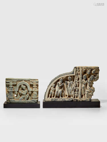 TWO CARVED SCHIST BUDDHIST PANELS ANCIENT REGION OF GANDHARA, 2ND/3RD CENTURY