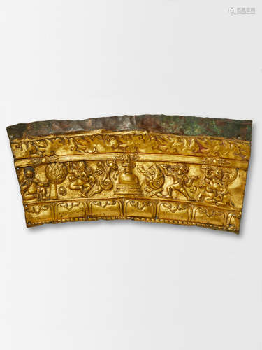 A GILT COPPER REPOUSSÉ MANDALA PANEL WITH MAHASIDDHAS NEPAL OR TIBET, CIRCA 16TH CENTURY