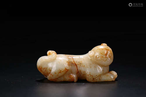 A Chinese Carved Hetian Jade Beast ornament