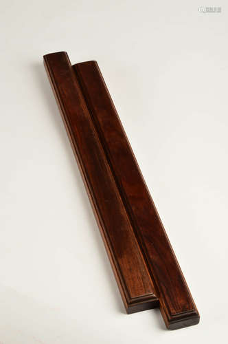 A Pair of Chinese Rose Wood Paper Weight Rulers