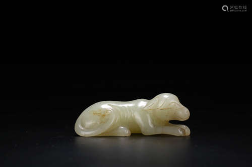 A Chinese Carved Hetian Jade Beast ornament