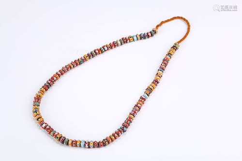 A Chinese Multi Colored Glass Beads Necklace