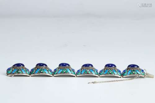 A Chinese Silver Gild Blueing Bracelet