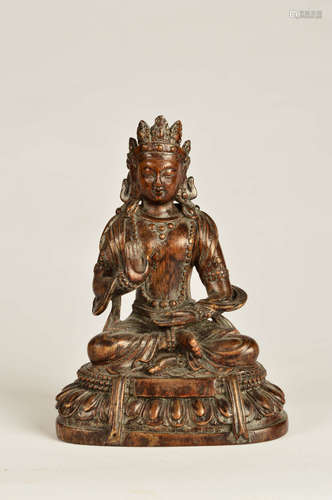 A Chinese Carved Eaglewood Statue of Sakyamuni