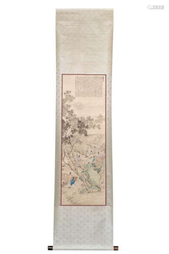 A Chinese Figure Painting Scroll, Li Qiujun Mark