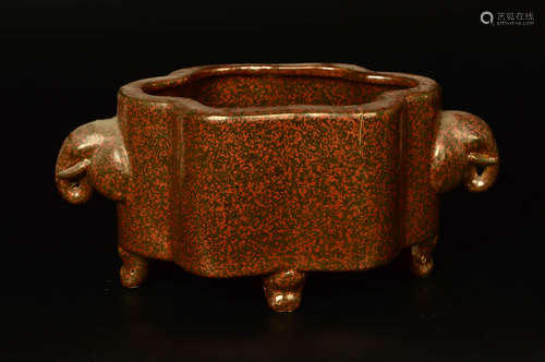 A Chinese Zijin Glazed Incense Burner