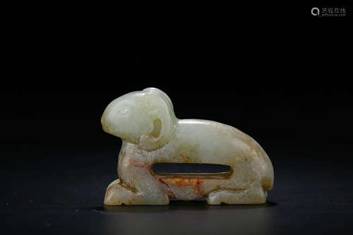 A Chinese Carved Hetian Jade Beast ornament